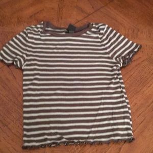 Green and brown striped T-shirt